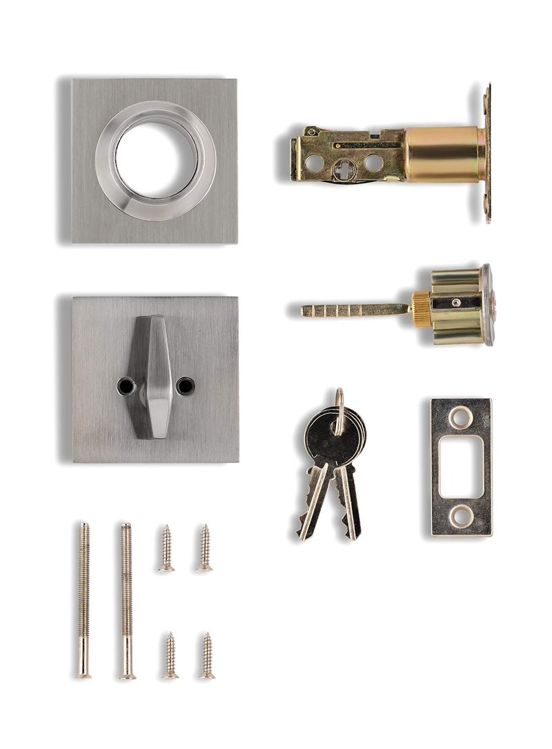 Berlin Modisch Single Cylinder Deadbolt Lock Slim Square for Front Door Modern Contemporary High Security Heavy Duty â€“ Satin Nickel Finish - Image 5
